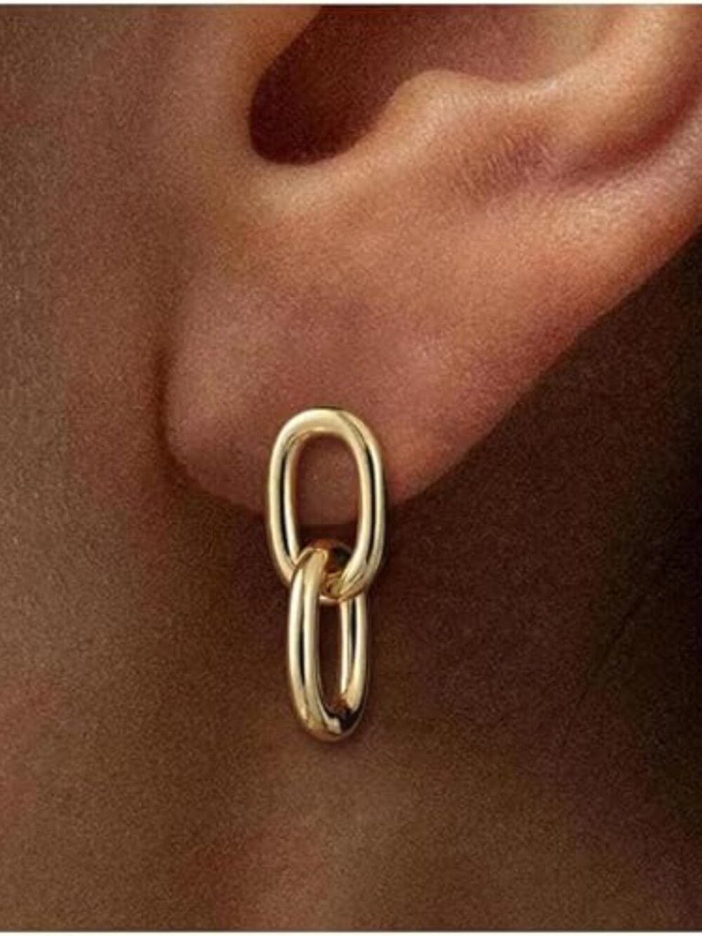 14K Gold Plated Paperclip Link Earrings – Statement Drop Dangle Minimalist